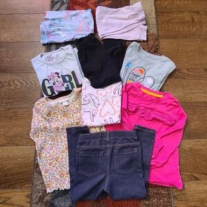 Girls' 3T Clothing Bundle Of 9 Pieces with Graphic Tees and Leggings